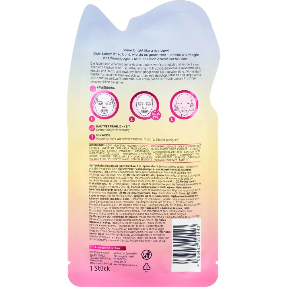 Masque en feuille Fruity Rainbow, 1 pc – Image 2