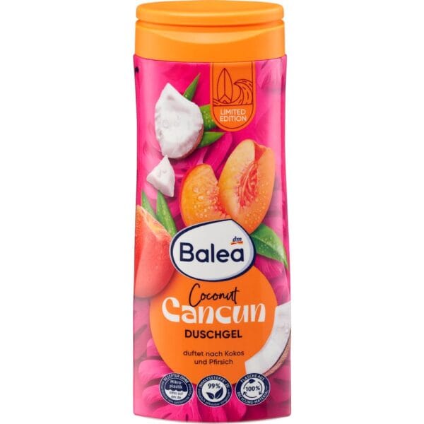 Gel douche Balea Coconut Cancun – Coco & pêche tropicale.
