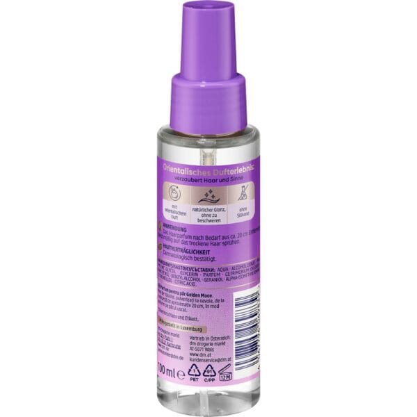 Parfum capillaire Balea Golden Moon – spray cheveux vegan – Image 2